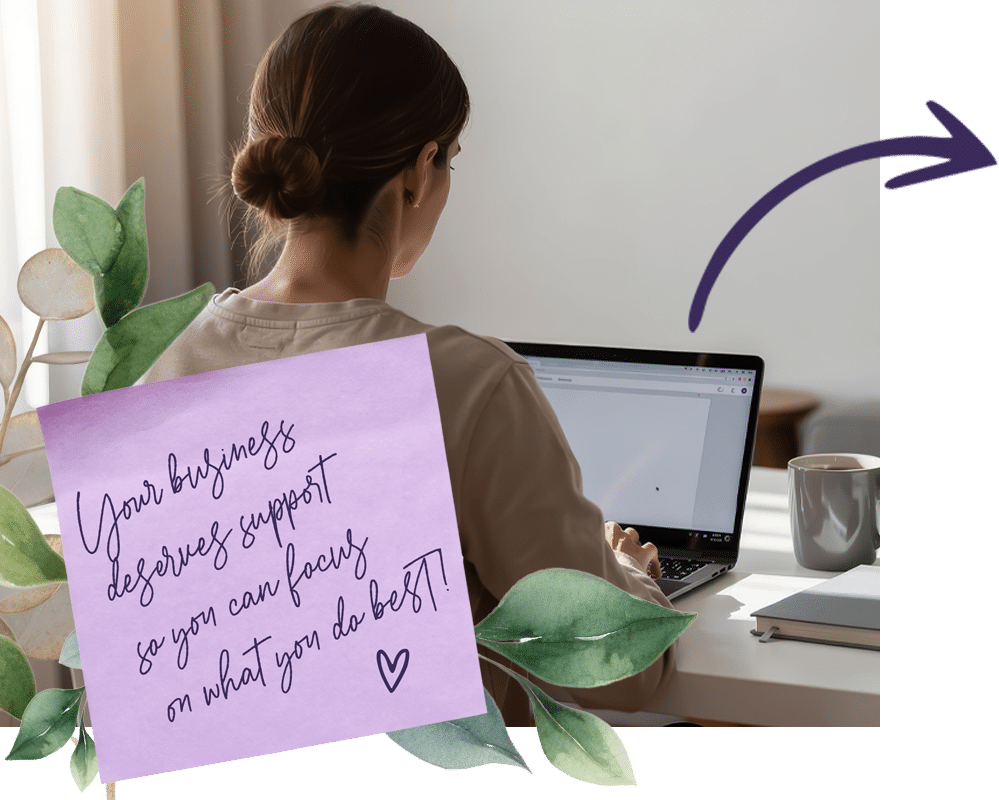 business owner working on her to do list botanical accents